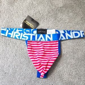 Andrew Christian stripe Y-Back Thong L